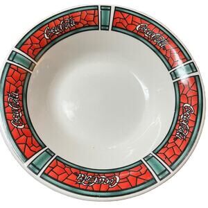 Gibson Designs Coca Cola Traditions Stained Glass Pattern Soup/Cereal Bowl 6 Set